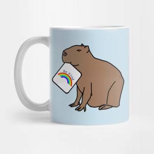 Cute Capybara Says Be Kind With a Rainbow Mug